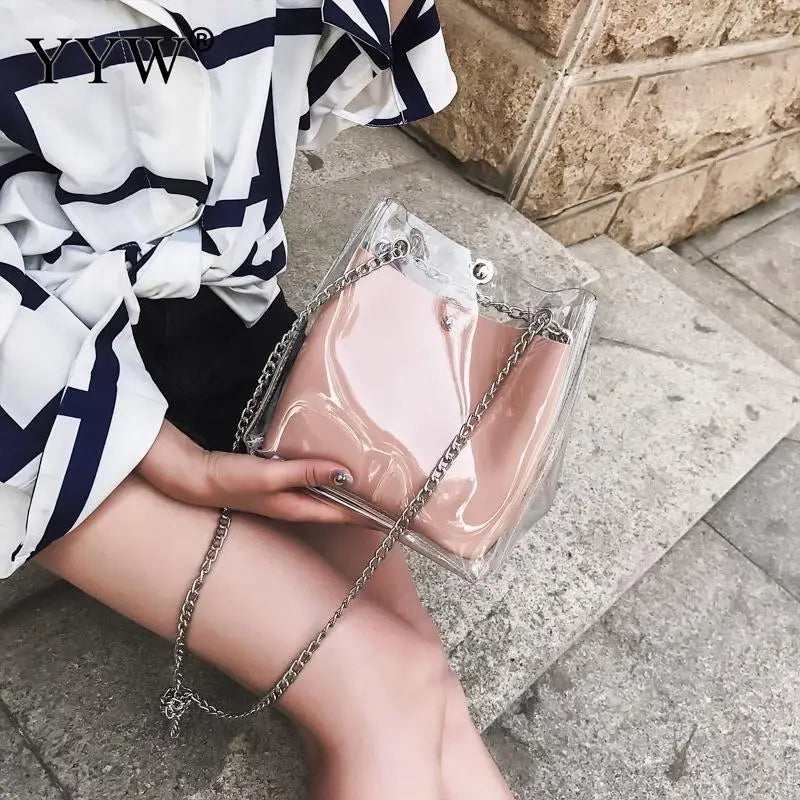 Transparent PVC Jelly Shoulder Bag Large Capacity Handbag