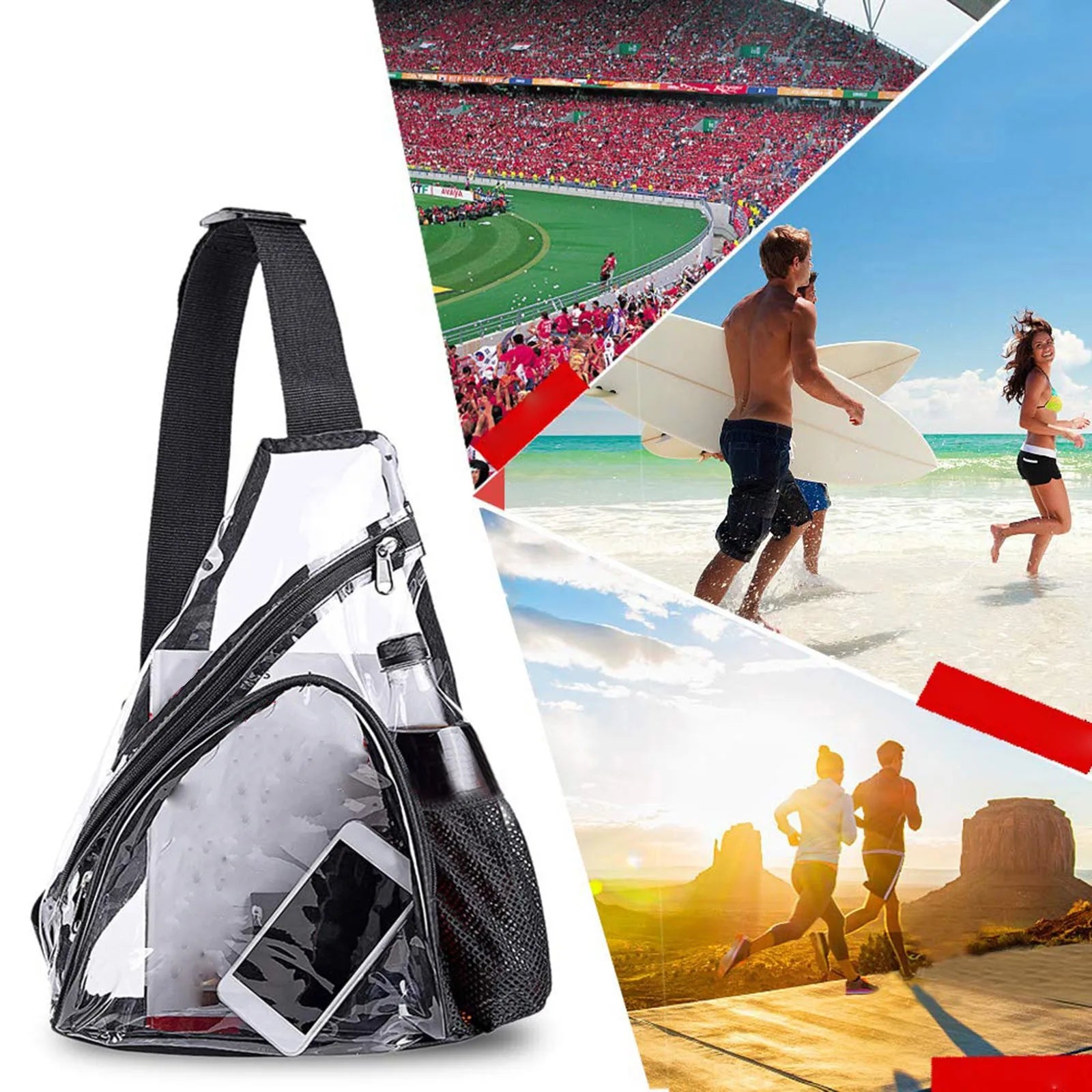 Transparent PVC One Shoulder Body Chest Bag Waterproof Jelly Bag