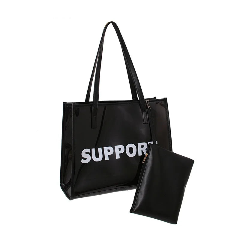 PVC Shoulder Bags Women Transparent Handbag Large Capacity Tote Zipper Pouch