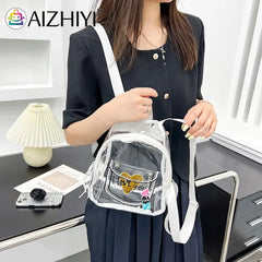 Transparent PVC Backpack Love Letter Design Small Shoulder Schoolbag