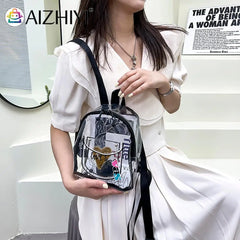 Transparent PVC Backpack Love Letter Design Small Shoulder Schoolbag