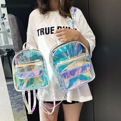Clear PVC Women Backpack Harajuku School Bag for Teen Girls