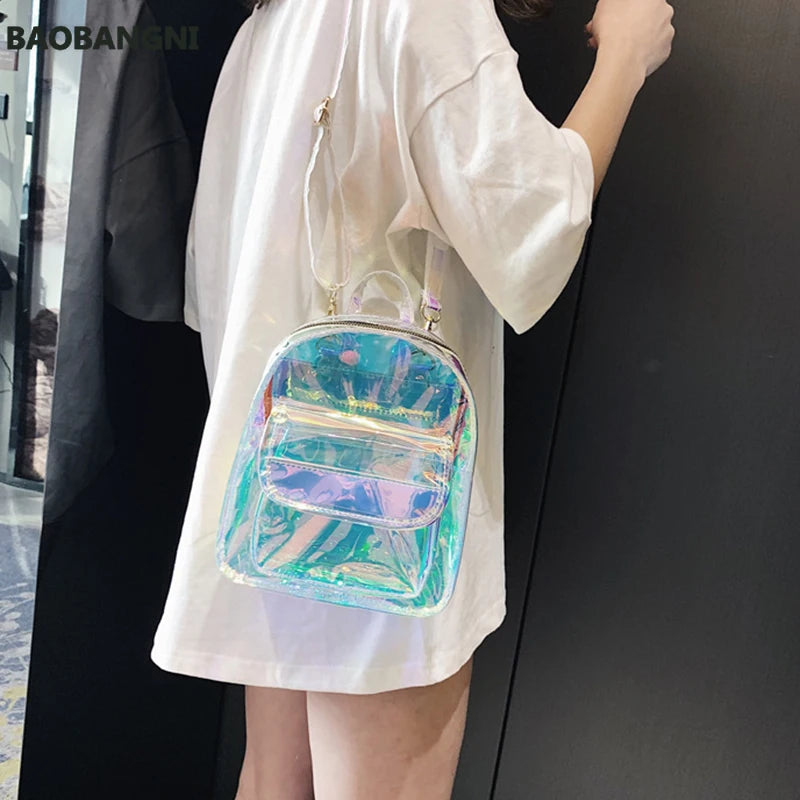 Clear PVC Women Backpack Harajuku School Bag for Teen Girls