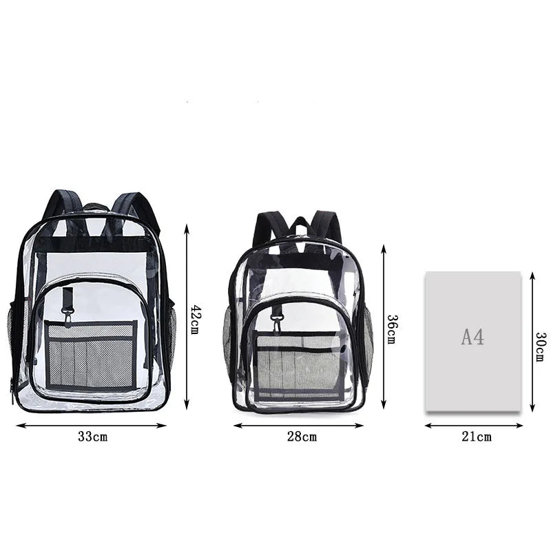 Transparent School Bag Waterproof Large Capacity Backpack