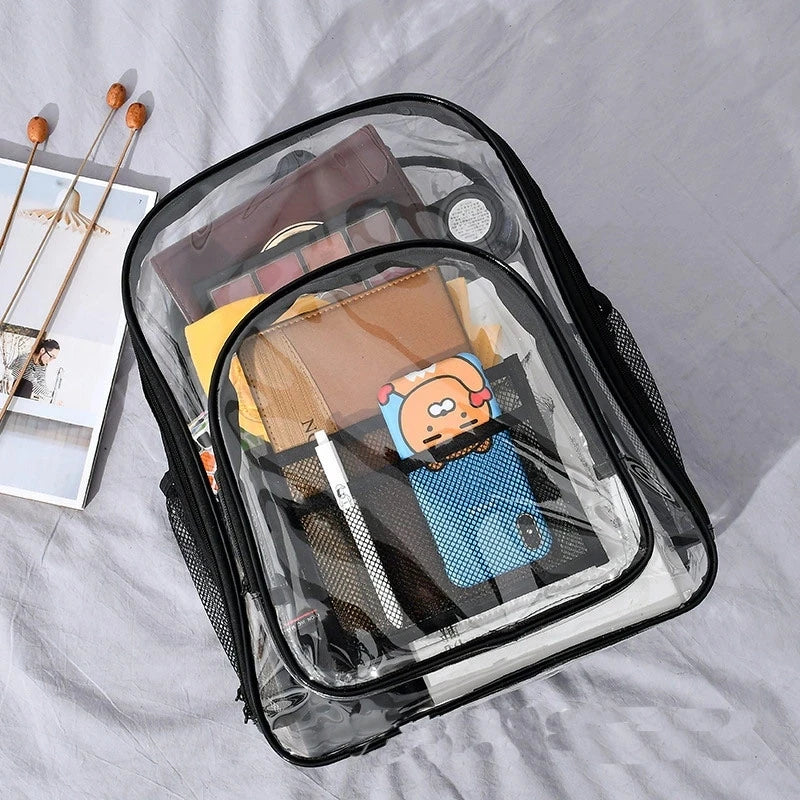 PVC Waterproof Transparent School Bag Large Capacity Clear Backpack