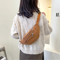 Corduroy Sling Waist Fanny Bag Zippered Sport Travel