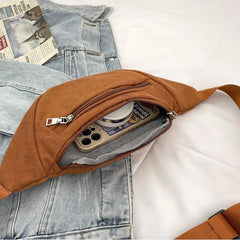 Corduroy Sling Waist Fanny Bag Zippered Sport Travel