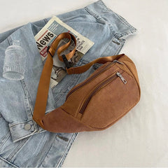 Corduroy Sling Waist Fanny Bag Zippered Sport Travel