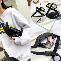 Women Chest Bag Belt Waist PU Leather Crossbody Bag Travel Phone Pouch