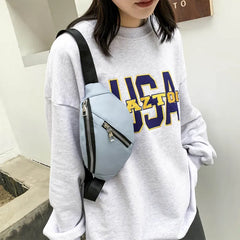 Women Chest Bag Belt Waist PU Leather Crossbody Bag Travel Phone Pouch