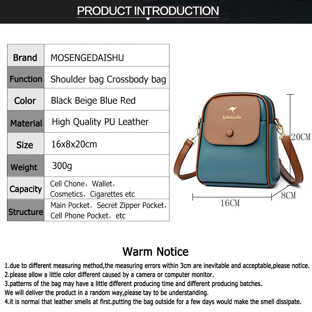 Leather Crossbody Bag for Women Panelled Shoulder Bag
