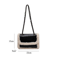 Faux Fur Chain Shoulder Messenger Handbag for Women