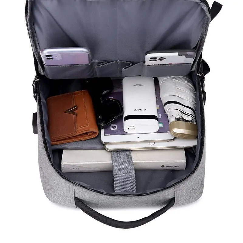 Panelled Patchwork Travel Backpack USB Charging High Nylon Rucksack College Girl