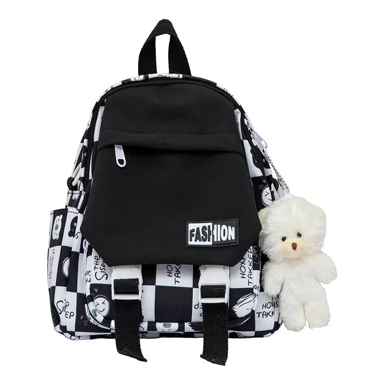 Panelled Pattern Nylon School Backpack Women's Bag Mochila