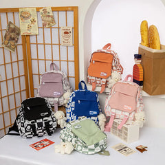 Panelled Pattern Nylon School Backpack Women's Bag Mochila
