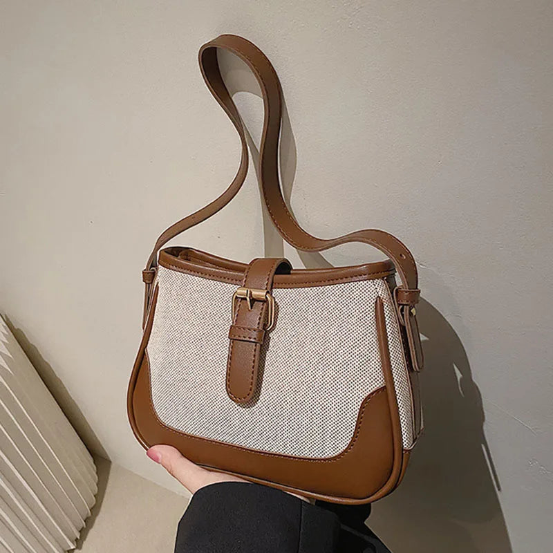 Panelled Pattern Shoulder Bag for Girls Women's Handbag Flap Shopper Bag