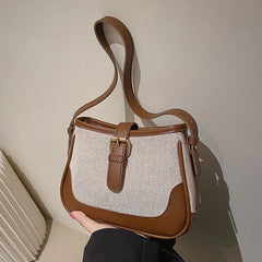 Panelled Pattern Shoulder Bag for Girls Women's Handbag Flap Shopper Bag