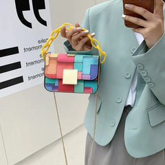 Panelled Shoulder Bag Women's Printing Chain Female Bag Mini Bag