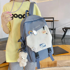 Panelled Soft Backpack Women College Bookbag Laptop Travel Bag Schoolbag