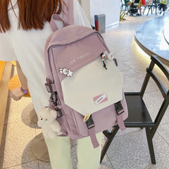 Panelled Soft Backpack Women College Bookbag Laptop Travel Bag Schoolbag
