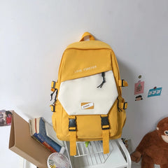 Panelled Soft Backpack Women College Bookbag Laptop Travel Bag Schoolbag