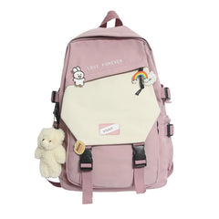 Panelled Soft Backpack Women College Bookbag Laptop Travel Bag Schoolbag