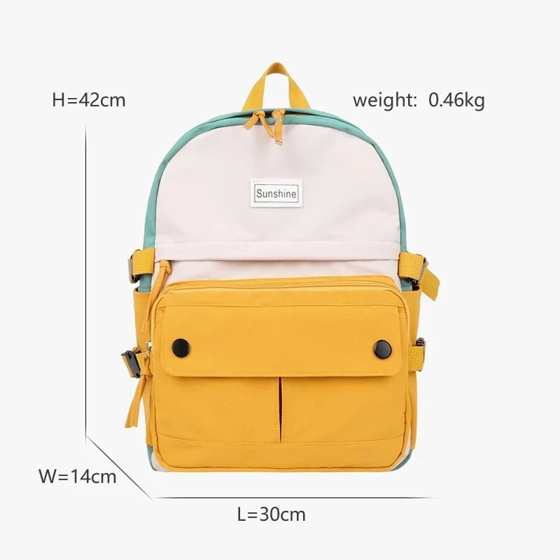 Panelled Women Backpack Harajuku Student Canvas School Bag Girl Travel