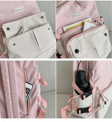 Panelled Women Backpack Harajuku Student Canvas School Bag Girl Travel