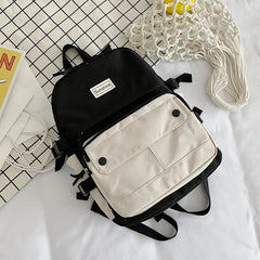 Panelled Women Backpack Harajuku Student Canvas School Bag Girl Travel