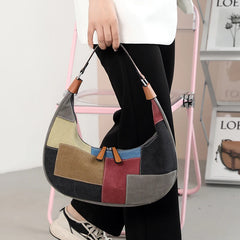 Canvas Half Moon Women Shoulder Bags Crossbody Totes