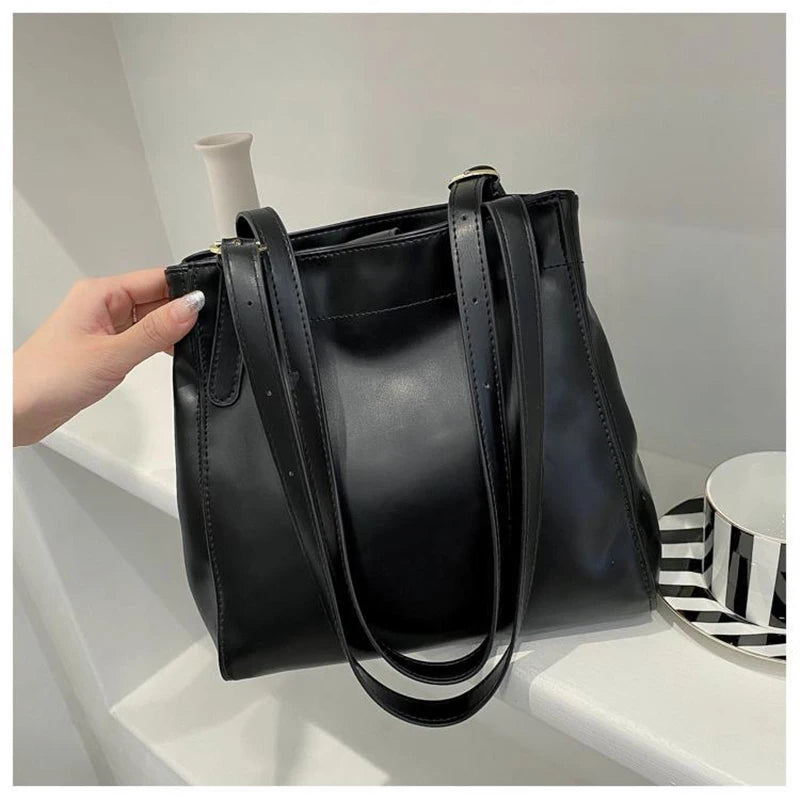 Women Shoulder Underarm Bag Casual Bucket Bag Large Capacity