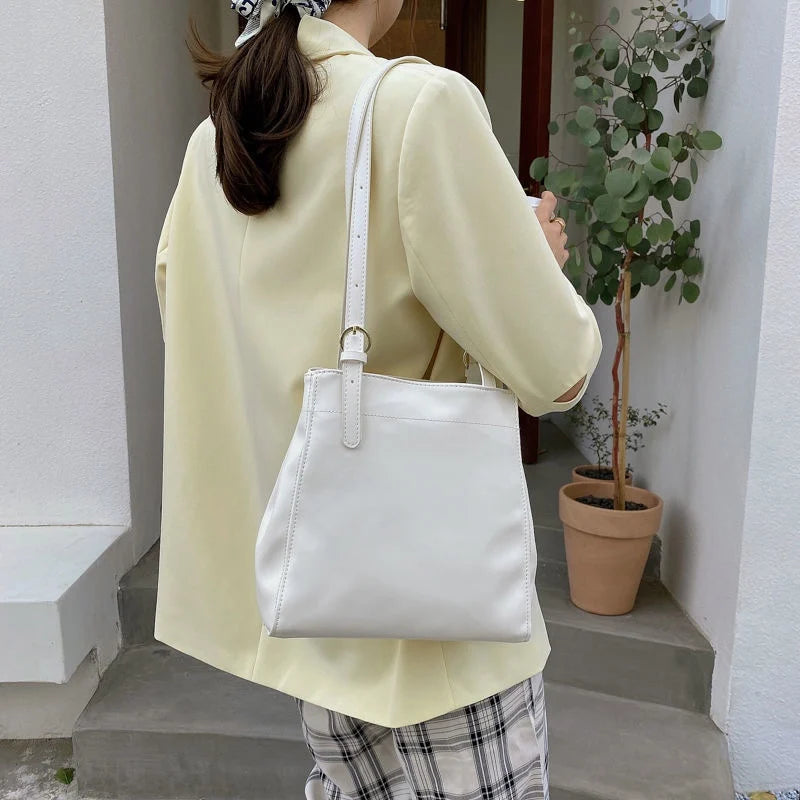 Women Shoulder Underarm Bag Casual Bucket Bag Large Capacity