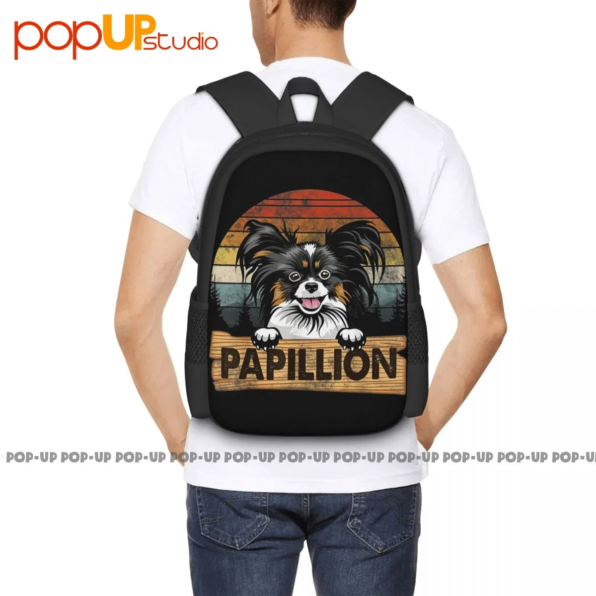 Papillion Funny Retro Gift Dog Lover Backpack Gym Tote Bag