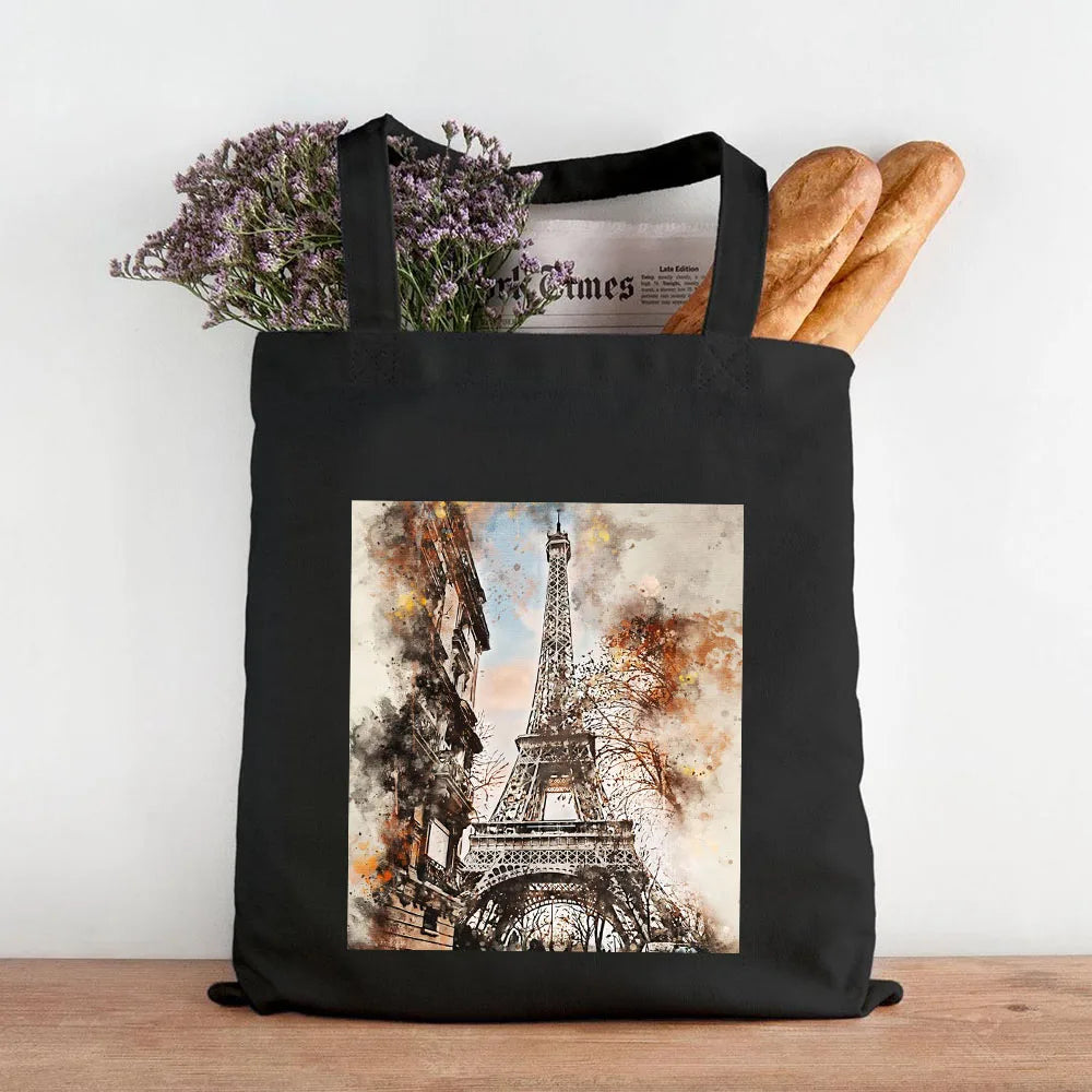 Paris York London Pisa Rome Athens Ink Painting Watercolor Women Girl Canvas