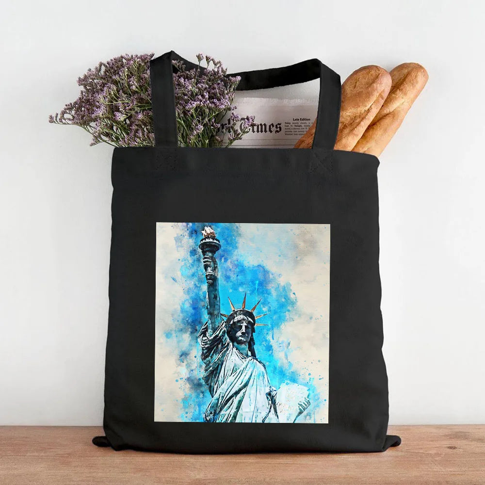 Paris York London Pisa Rome Athens Ink Painting Watercolor Women Girl Canvas