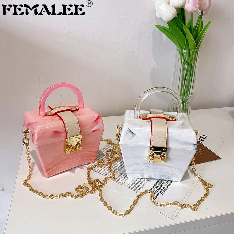 Hexagon Top Handle Evening Bag Acrylic Jelly Box Dinner Clutch Purse