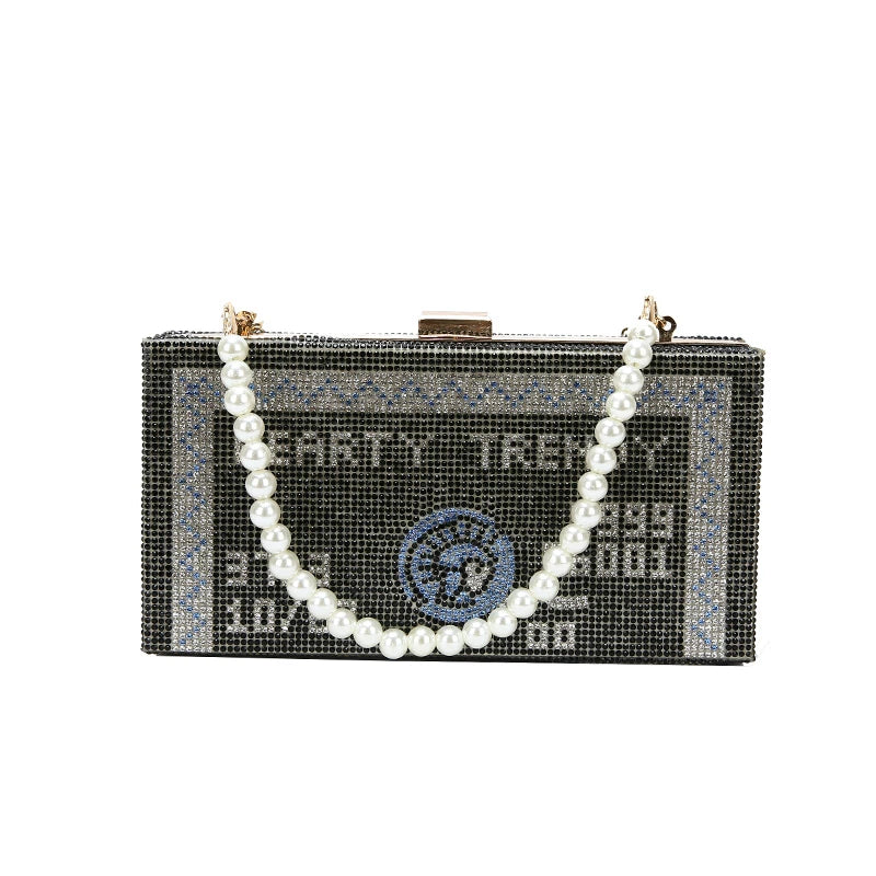 Diamond Square Handbag For Women Bling Ladys Messenger Bag