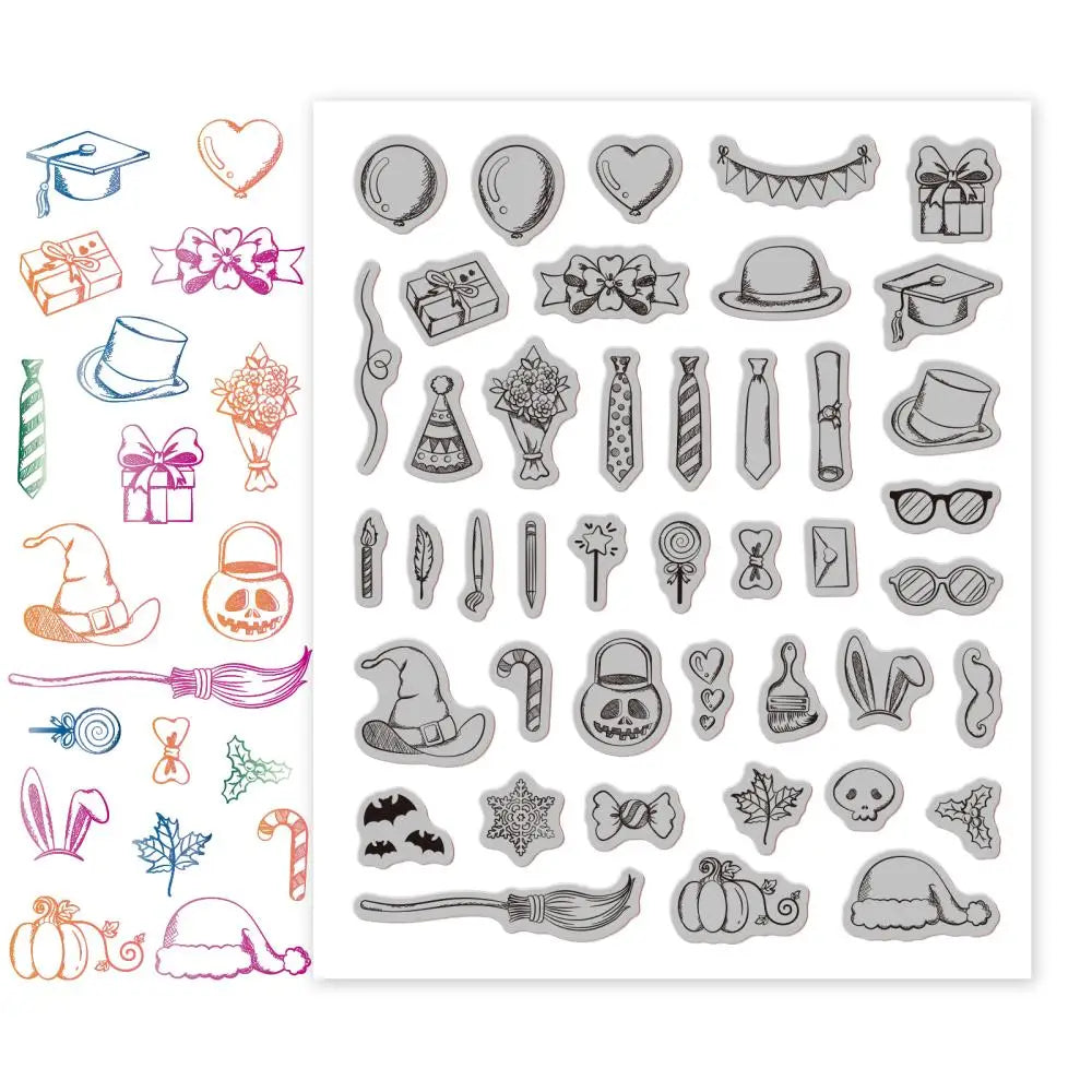 Party Themed Silicone Clear Stamps for DIY Scrapbook Cards Making