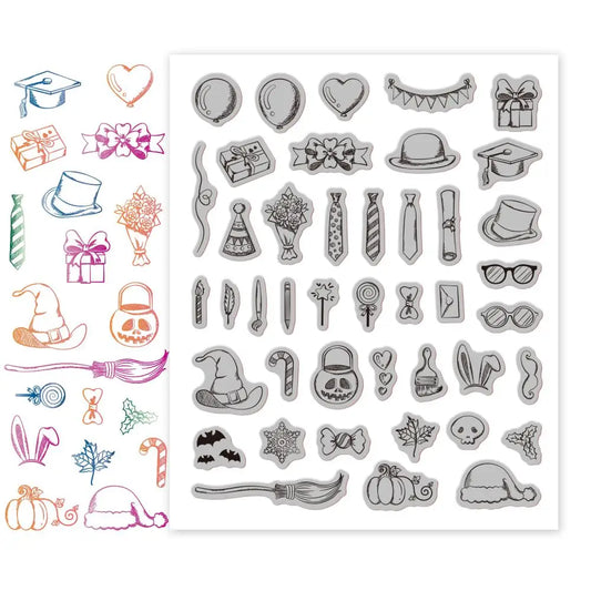 Party Themed Silicone Clear Stamps for DIY Scrapbook Cards Making