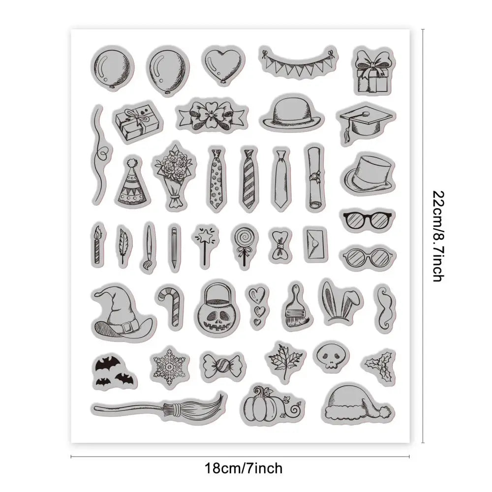 Party Themed Silicone Clear Stamps for DIY Scrapbook Cards Making