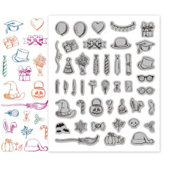 Party Themed Silicone Clear Stamps for DIY Scrapbook Cards Making