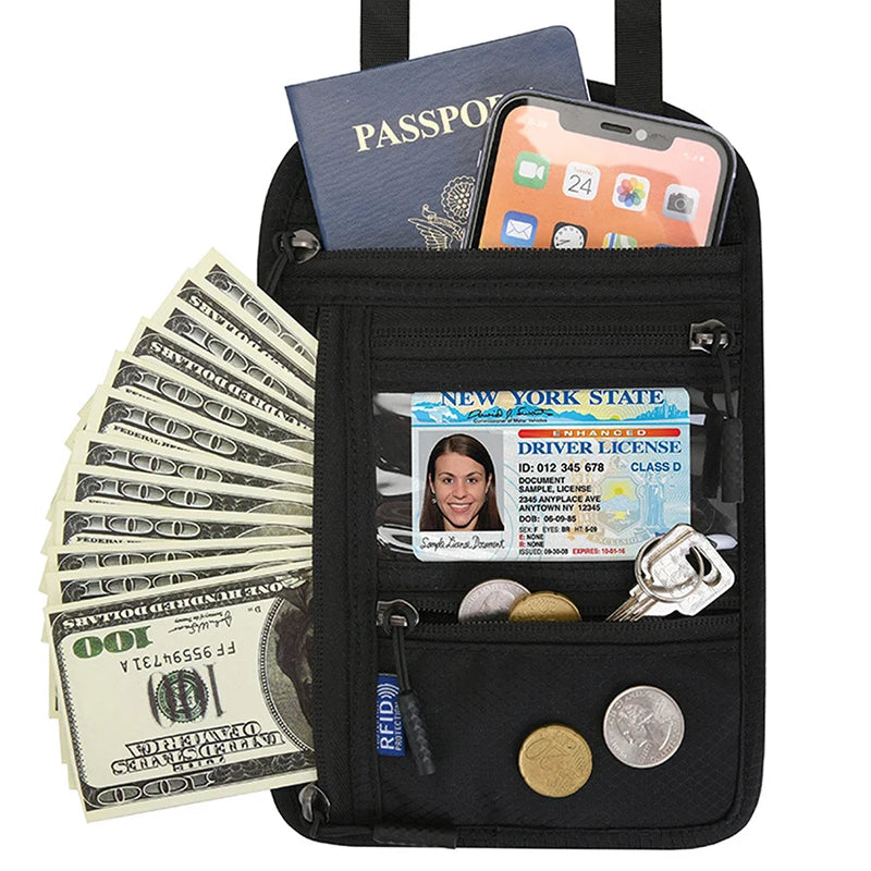 Passport Bag Multifunctional Hanging Neck Messenger Shoulder Storage