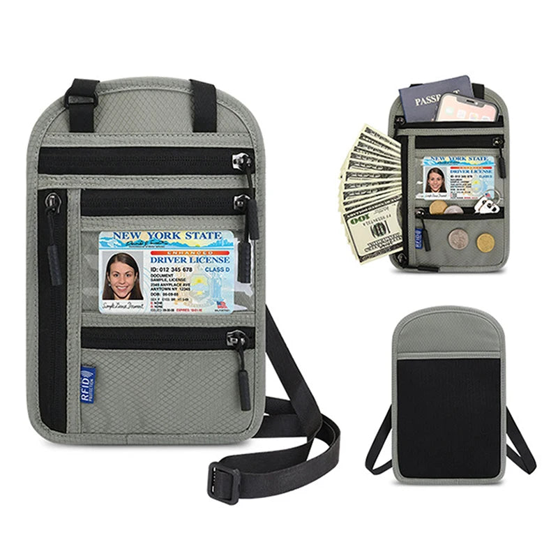 Passport Bag Multifunctional Hanging Neck Messenger Shoulder Storage