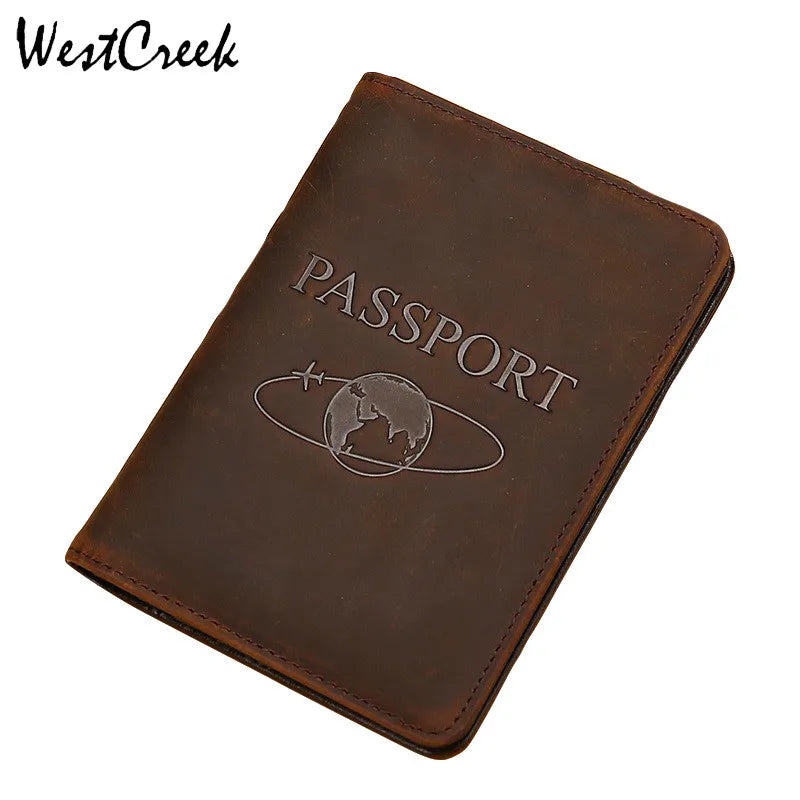 Vintage Crazy Horse Leather RFID Blocking Passport Holder