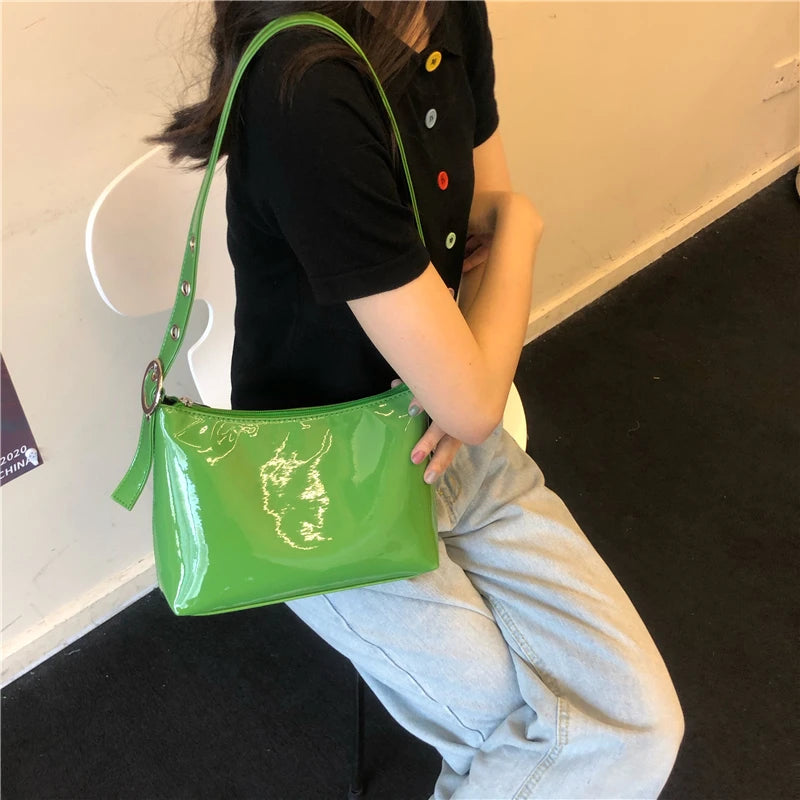 Patent Leather Women Hobos Underarm Bag Ladies Shoulder Crossbody Bags