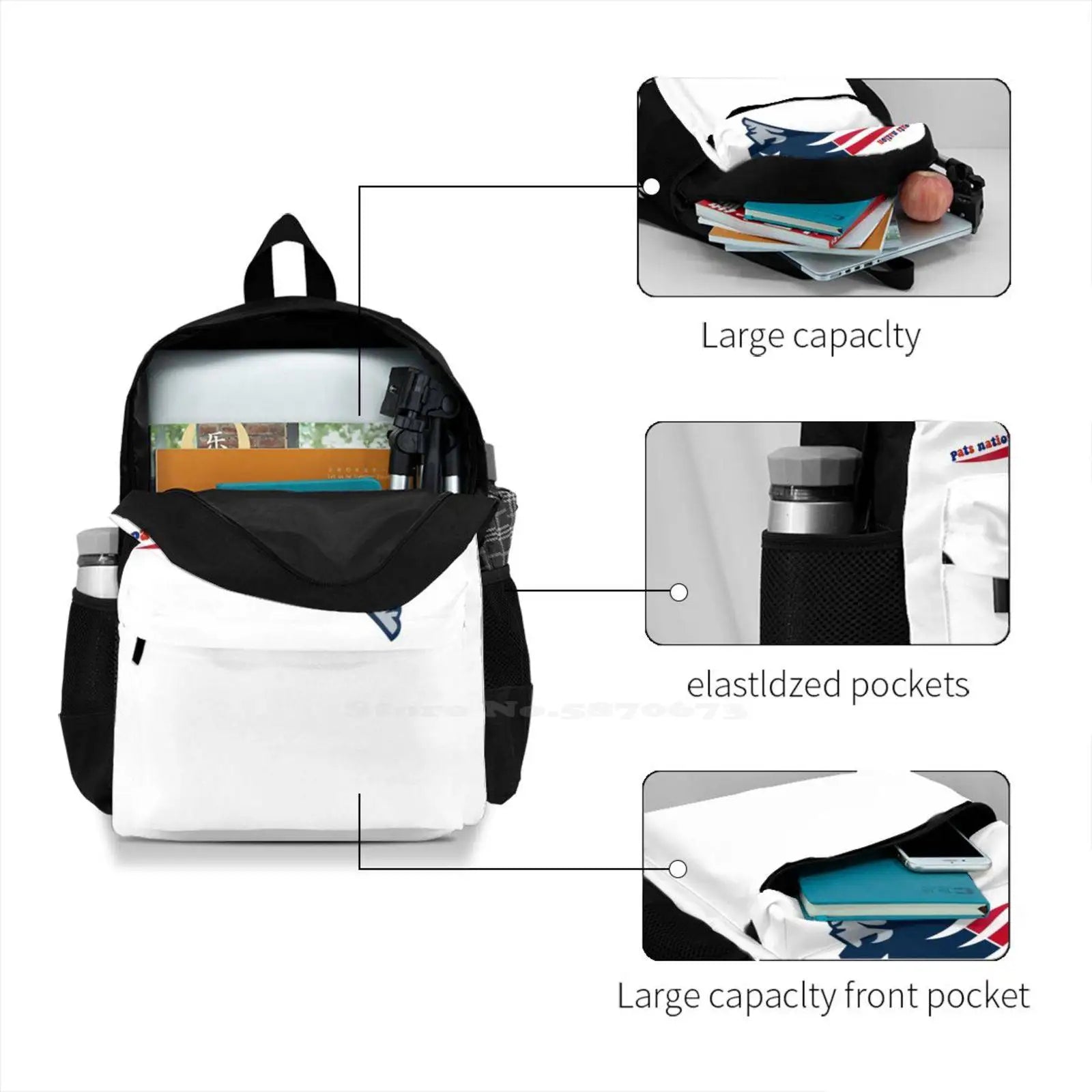 Pats Nation Backpack For Student School Laptop Travel Bag Patriots