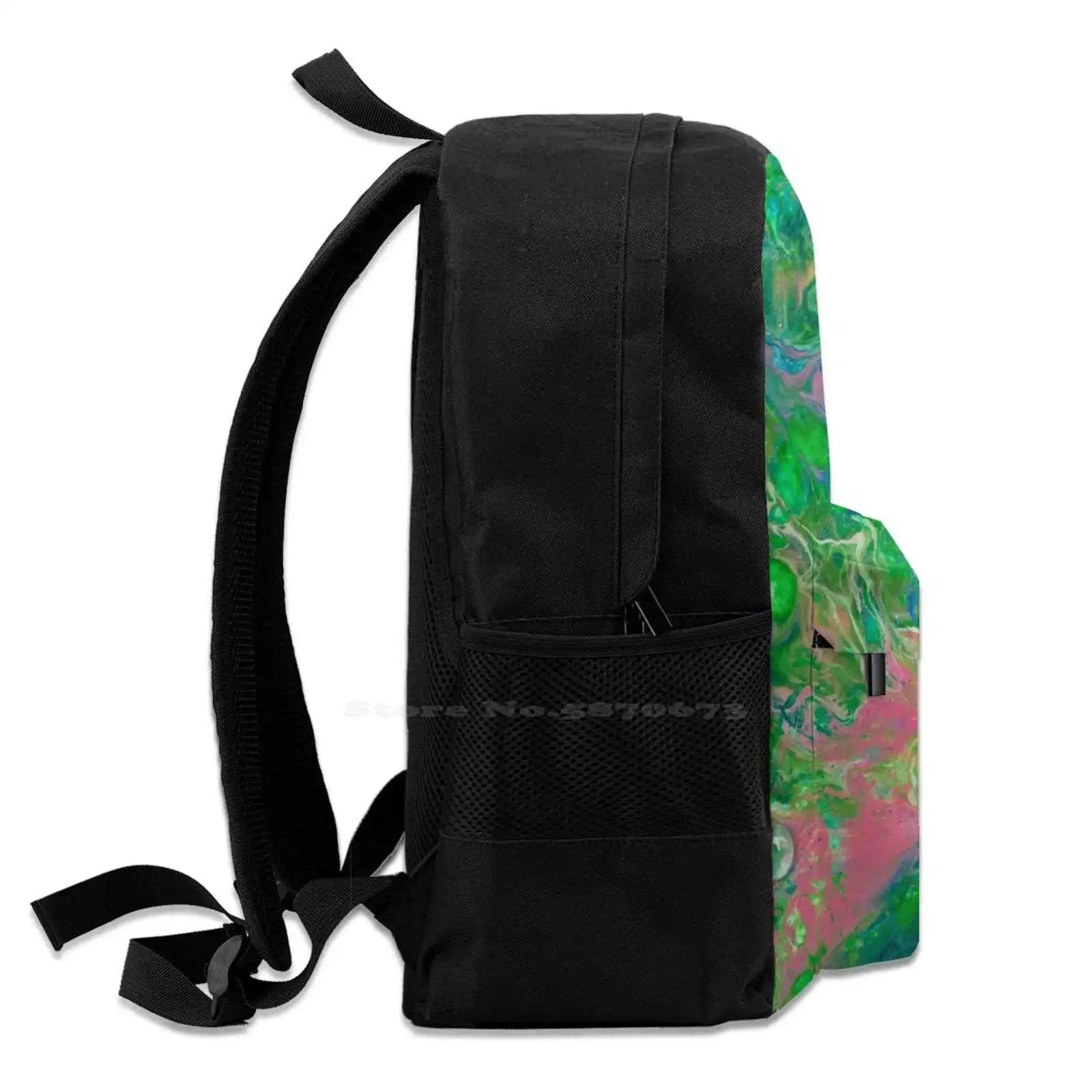 Liquid Acrylic Pattern Laptop Backpack with Glass Nuggets