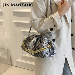 Snake Print Shoulder Bag Women Leather Tote Handbag Lady Crossbody Bags