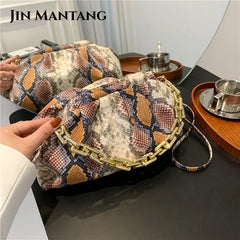 Snake Print Shoulder Bag Women Leather Tote Handbag Lady Crossbody Bags