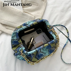Snake Print Shoulder Bag Women Leather Tote Handbag Lady Crossbody Bags